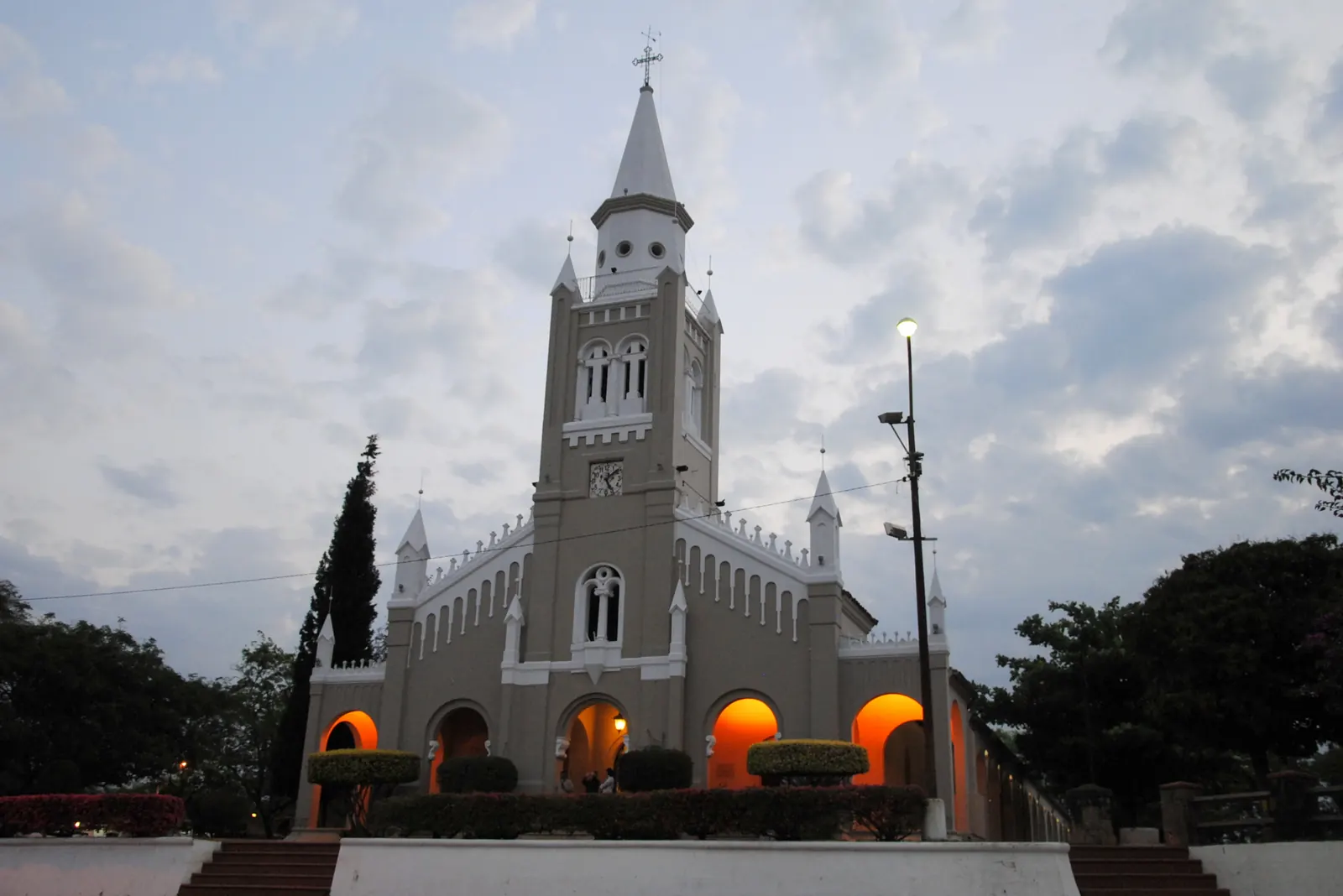 Candelaria church in Areguá, Paraguay, with its tall central bell tower