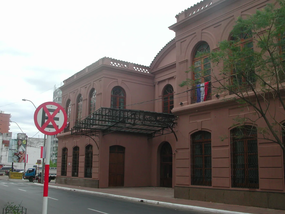 Historic exterior of Teatro Municipal Ignacio A. Pane in Asunción
