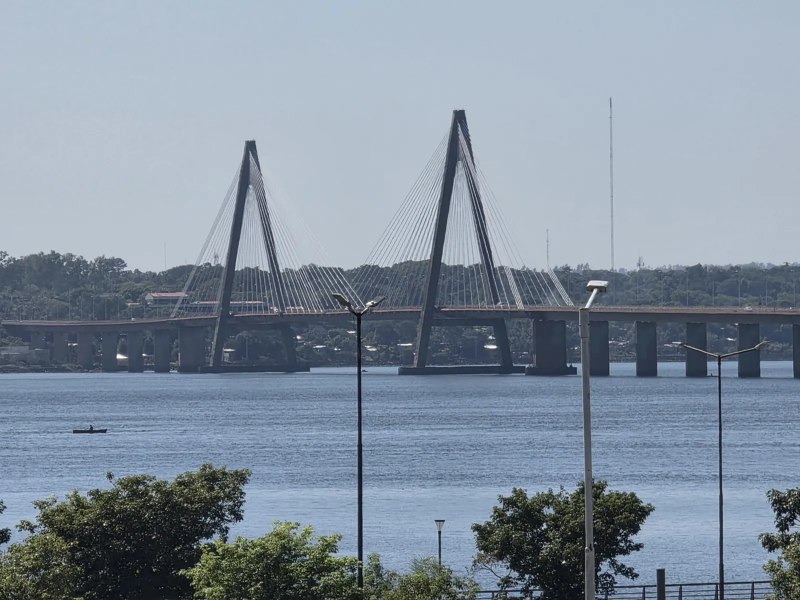 The cable-stayed San Roque González de Santa Cruz bridge over the Paraná river