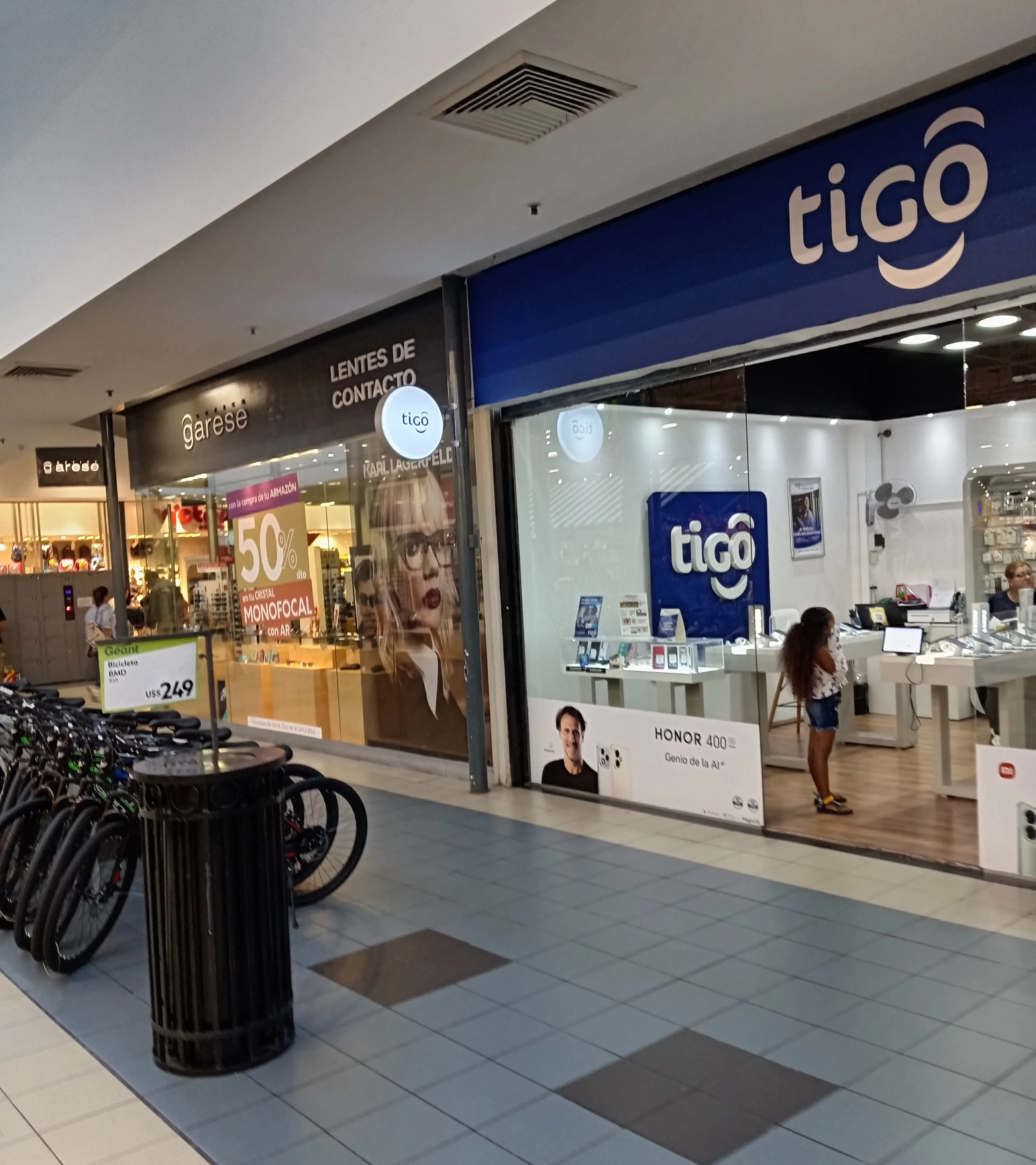 A Tigo carrier storefront with the Tigo logo
